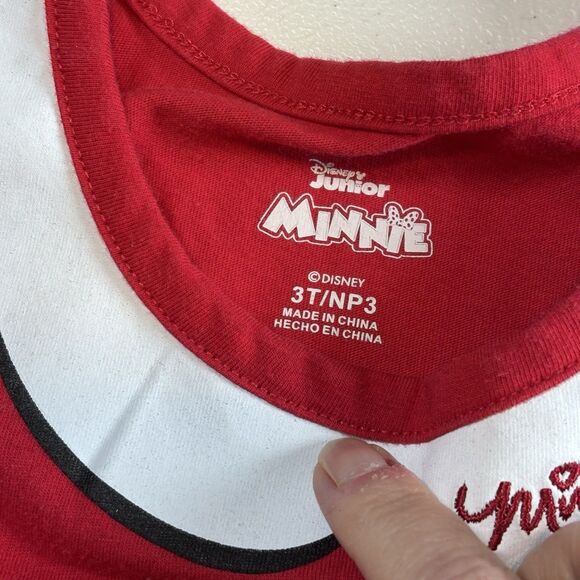 Disney Junior Minnie Mouse Girls dress Size 3T Red Sparkly Tutu With Poms - Picture 4 of 6